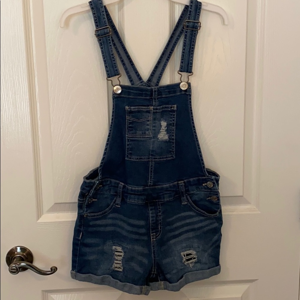 Justice Brand Denim Overalls Shorts Size 14